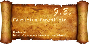 Fabricius Benjámin névjegykártya